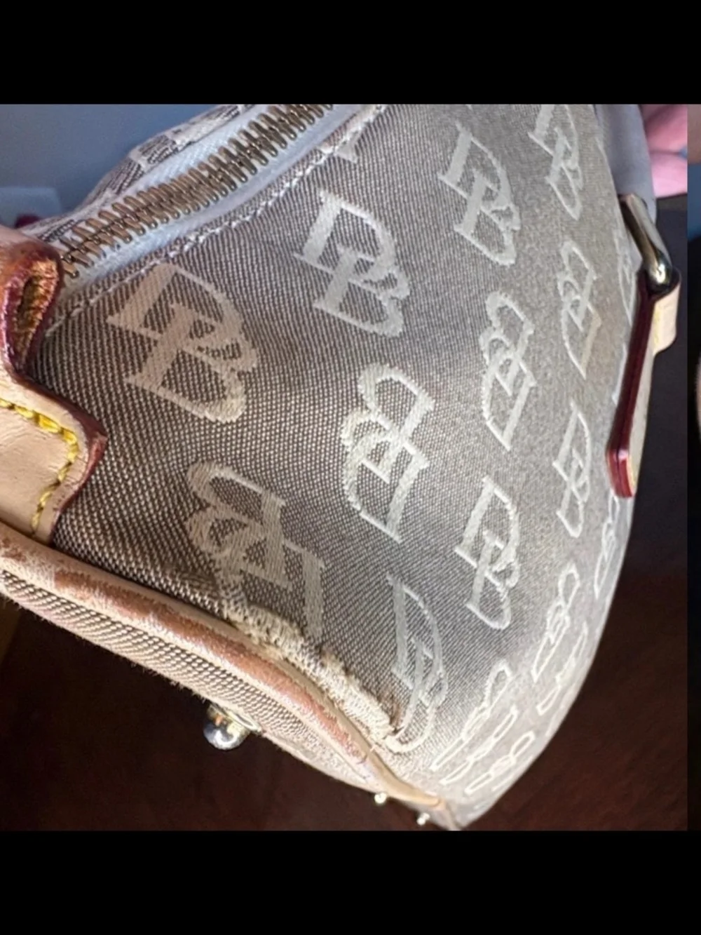 Dooney & Bourke Beige/White Logo Satchel